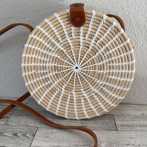 Woven Rattan Canteen Crossbody Bag NWOT